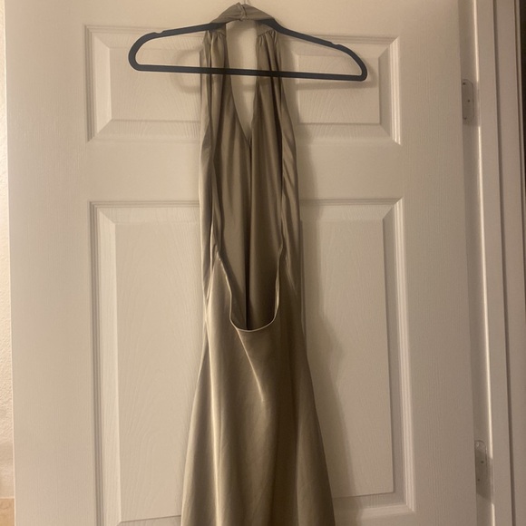 Jasmine Maxi Halter Dress in Green Moss Luxe Satin - Picture 8 of 11